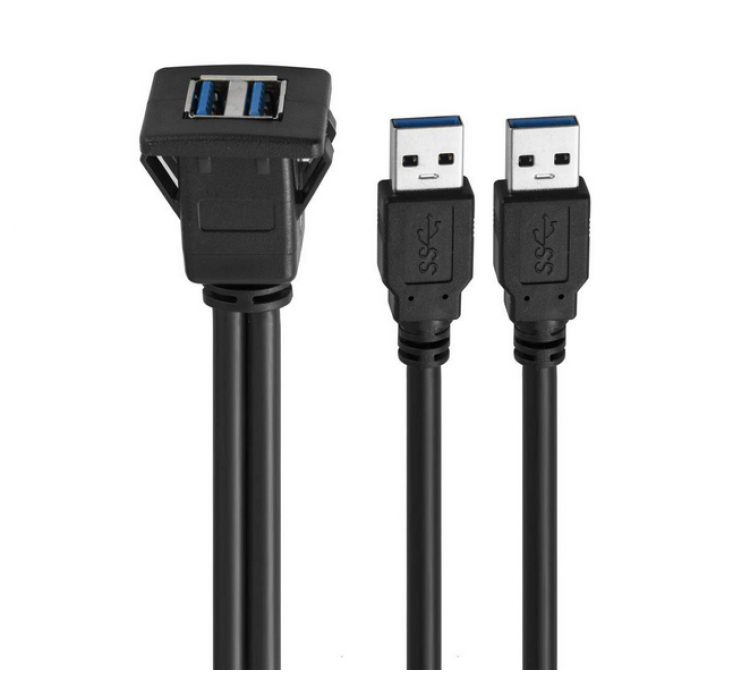 Mercedes V-Klasse W447 USB-Verlängerung (USB-A 3.0, Panel-Mount) für Einbau in Klappe neben OEM-USB